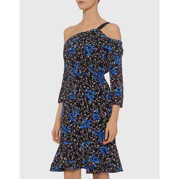 SALONI Tricia Off-the-Shoulder Silk Floral Ruffled Dress Sz 10 - Picture 8 of 9